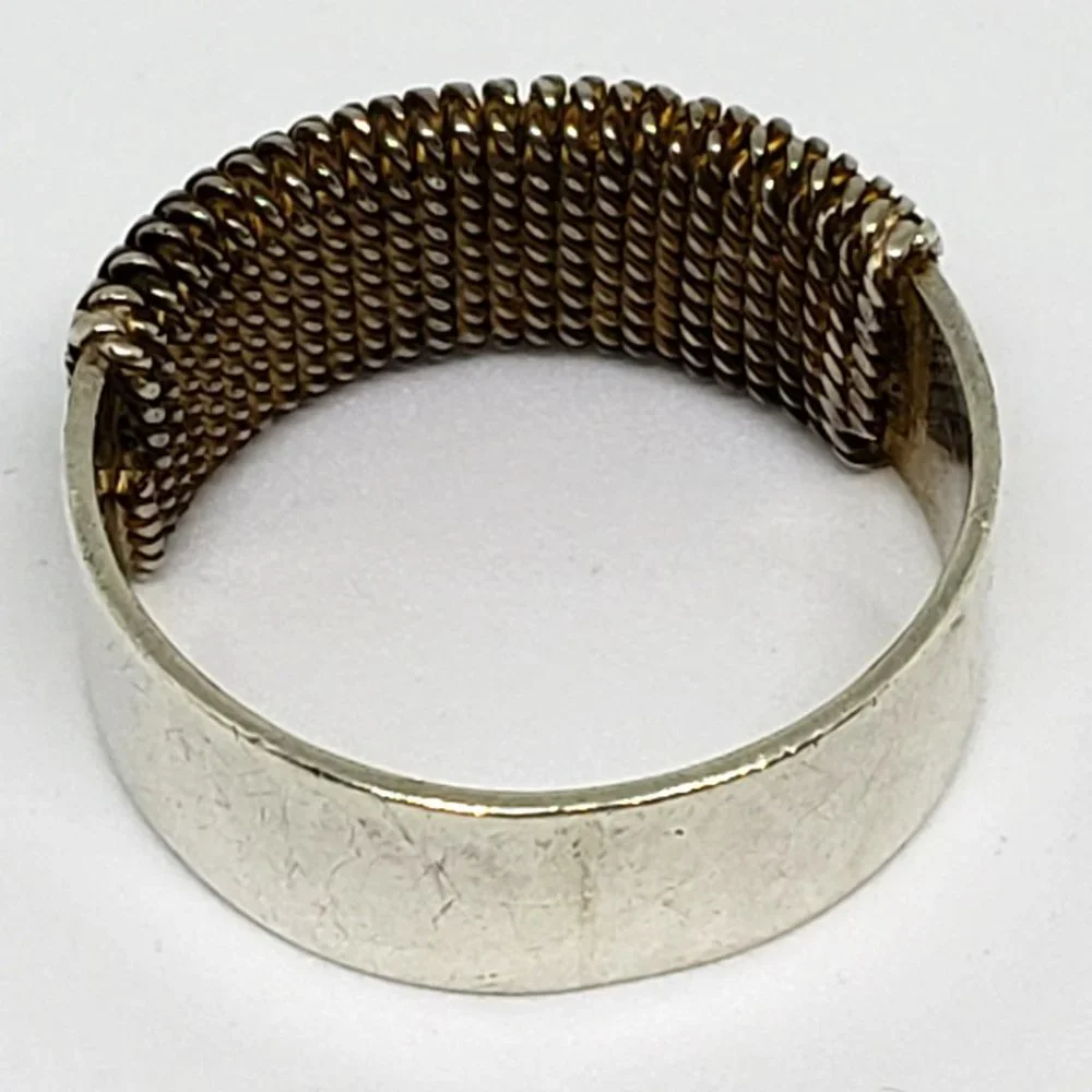 Hand Crafted Sterling Silver Wire Wrap Cigar Band Ring - Size 7.75